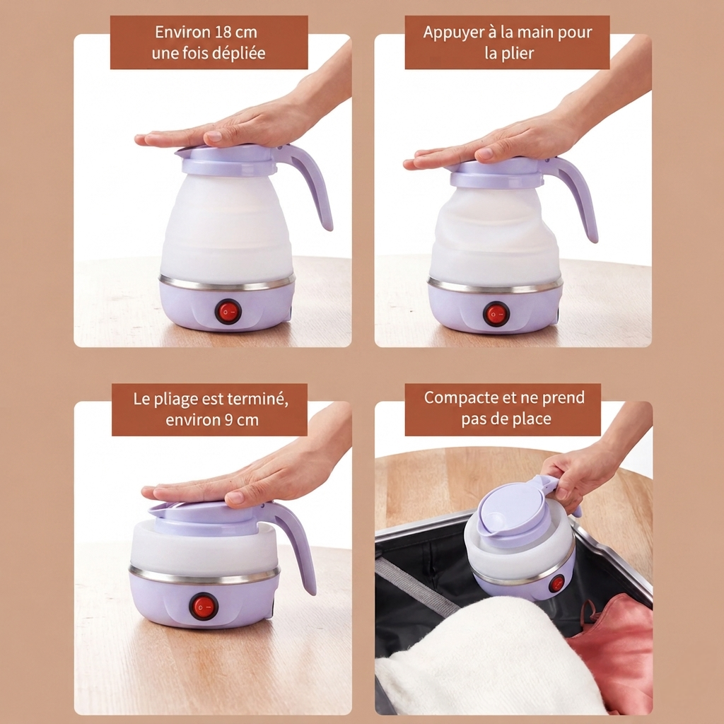 Bouilloire électrique pliable – Compacte & Silicone