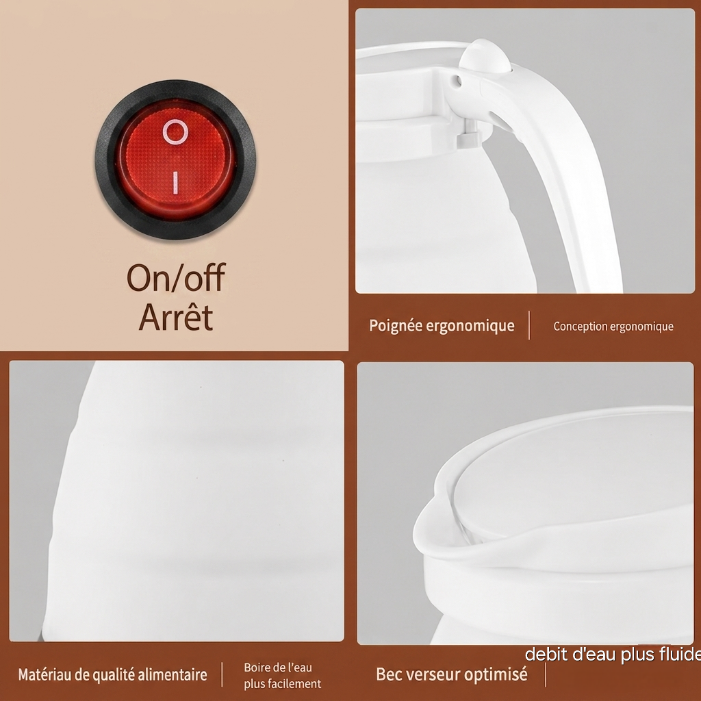 Bouilloire électrique pliable – Compacte & Silicone