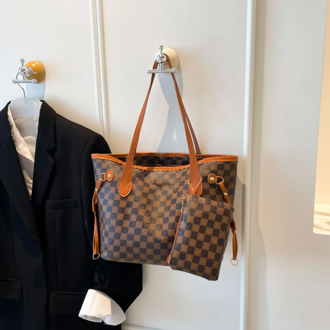 Sac cabas élégant avec pochette assortie