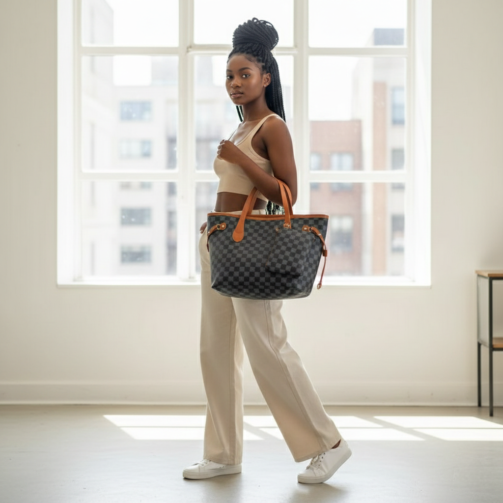 Sac cabas élégant avec pochette assortie