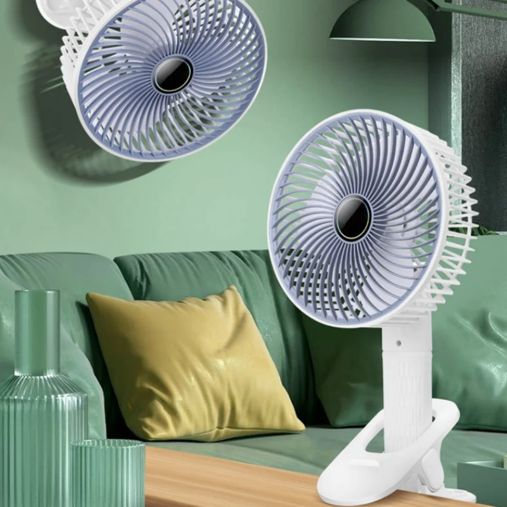 🌬️ Ventilateur Rechargeable 4-en-1 – Fraîcheur instantanée, même sans courant